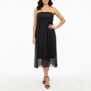 NWT Lemuria Gonna Chiffon Strapless Dress Black Sz M